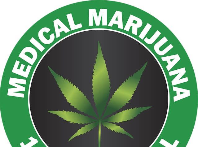 A medical marijuana logo promoting the benefits of cannabis for seizures, featuring a vibrant leaf design.