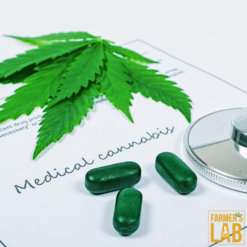 A stethoscope and medical cannabis pills on top of a piece of paper.