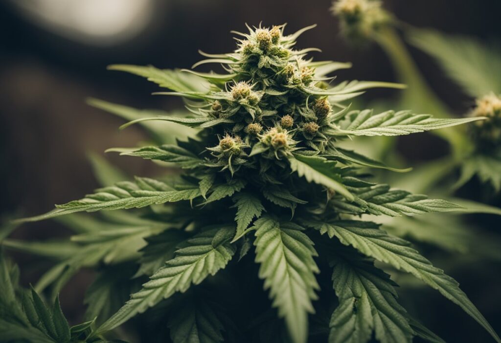 Close-up of a flowering cannabis plant showing prevention and treatment techniques for bud rot.