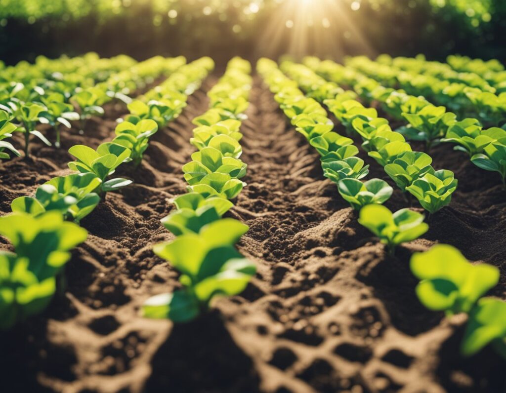 Young green plants, carefully nurtured from a variety of Cookie Seeds, grow in neat rows under the American climate's generous sunlight.